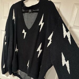 Black Lightning Bolt Sweater